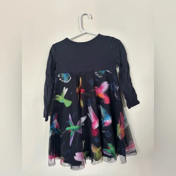 Desigual Kids' Navy Dress Hummingbird Size 3/4 - Picture 7 of 9